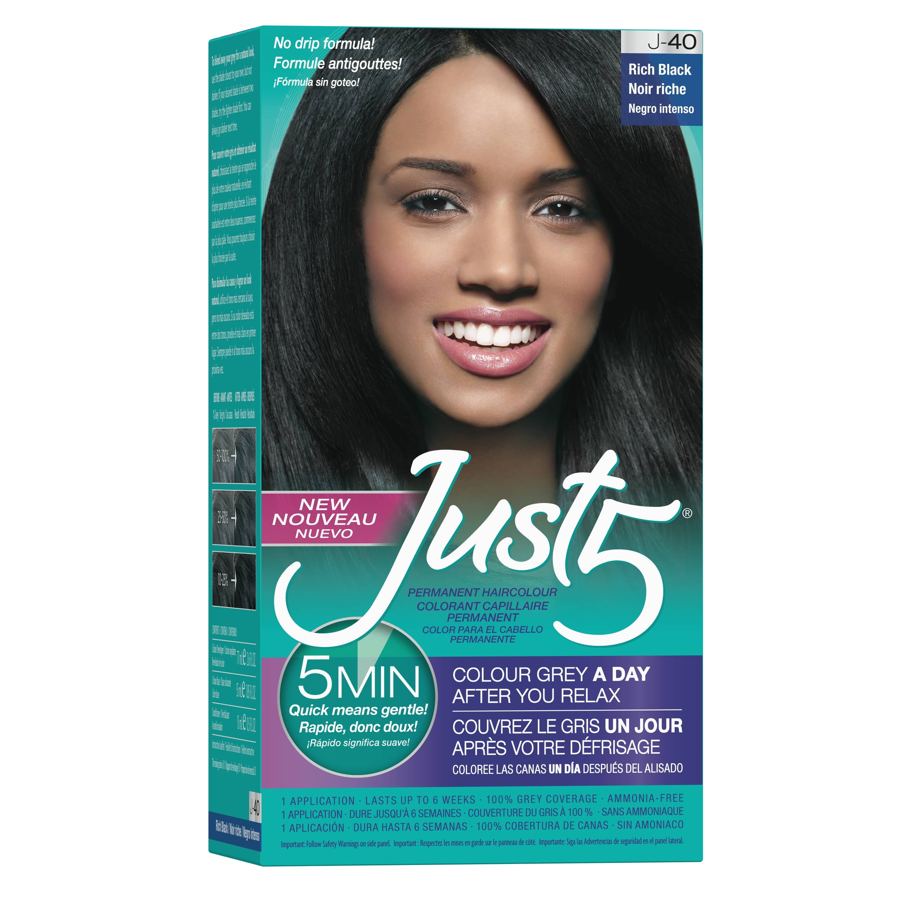 Just 5 Women Permanent Hair Color Rich Black, Pack of 2