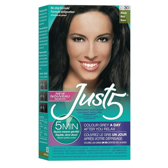 Just 5 Women's Five Minute Permanent Hair Color, No Drip Formula, Shade J-30 Black, 1 Pack