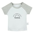 thumbnail image 1 of Just A Baby In Love With His Nana Funny T shirt For Baby, Newborn Babies T-shirts, Infant Tops, 0-24M Kids Graphic Tees Clothing (Short Gray Raglan T-shirt, 0-6 Months), 1 of 4