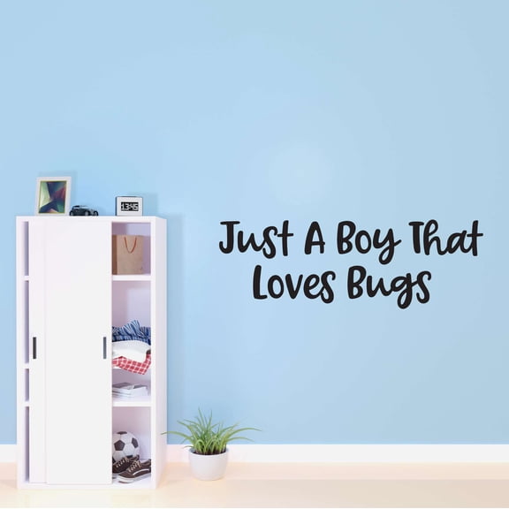 Just A Boy That Loves Bugs Ant Moth Grasshopper Catterpiller Ladybug Math Science Reading Doctor Nurse RN Hospital Human Being Individual Soul Mortal Decorating Wall Decal Sticker - Size: 10 In X 3 In