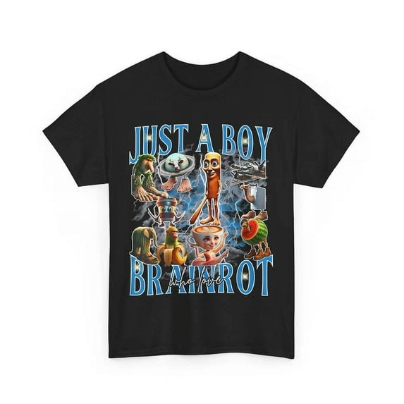 Just A Boy Who Love Brainrot T-Shirt, Funny Italian Brainrot Shirt Unisex S-5XL Hot Trending Shirt, Vintage Birthday Gift