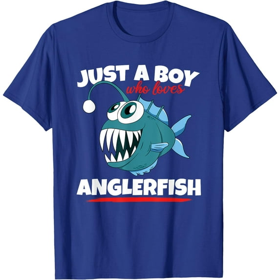 Just A Boy Who Loves Angler Fish Funny Fishing Anglerfish Unisex T-Shirt for Men Women Kids,Royal Blue Color,Size 4XL