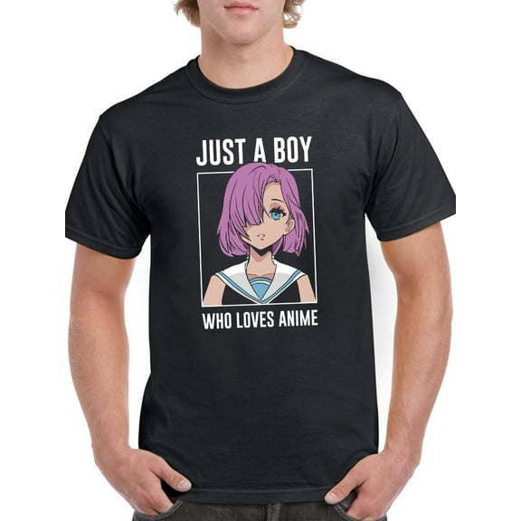 Just A Boy Who Loves Anime T-Shirt Men -Smartprints Designs, Male 5X-Large