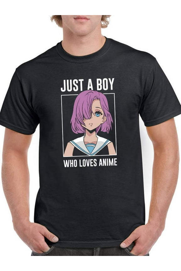 Just A Boy Who Loves Anime T-Shirt Men -Smartprints Designs, Male Large