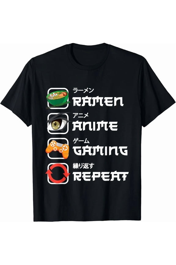 Just A Boy Who Loves Anime and Ramen Gaming Unisex T-Shirt , up to Size 5XL
