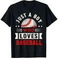 thumbnail image 1 of Just A Boy Who Loves Baseball Shirt American Sport Fan Boys Funny Creative Graphic T-Shirt, 1 of 3