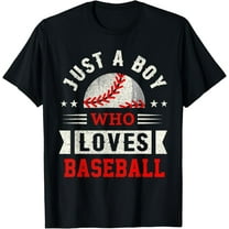Just A Boy Who Loves Baseball Shirt American Sport Fan Boys Funny Creative Graphic T-Shirt