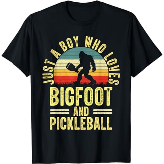 Just A Boy Who Loves Bigfoot Sasquatch Pickleball Paddles T-Shirt