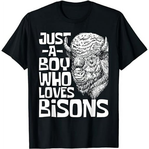 Just A Boy Who Loves Bisons - American Buffalo Wildlife T-Shirt