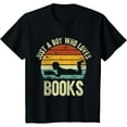 thumbnail image 1 of Just A Boy Who Loves Books. Funny Reading Lovers T-ShirtMen's and women's gift, black and white T-shirt, size: Extra large S-4XL, 1 of 4