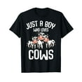 thumbnail image 1 of Just A Boy Who Loves Cows Farmers Cow Kids Toddler Boys T-Shirt Black Tee, 1 of 5
