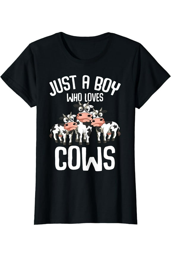 Just A Boy Who Loves Cows Farmers Cow Kids Toddler Boys T-Shirt