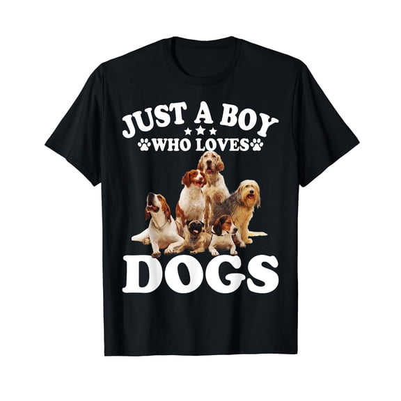 Just A Boy Who Loves Dogs Shirt For Men Boys Puppies Dogs T-Shirt