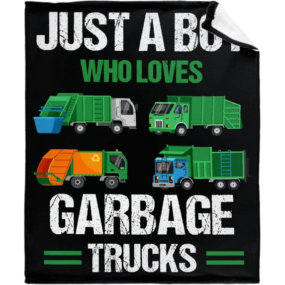 Just A Boy Who Loves Garbage Trucks Flannel Lightweight Blankets Quilt Plush Fleece Soft Bedding Throw Blanket for Couch and Bed 40"x30" for Pet