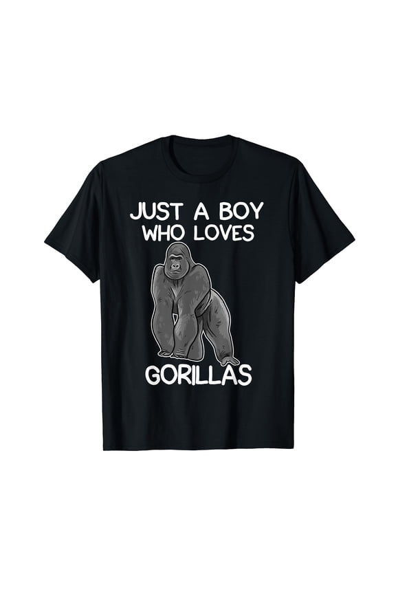 Just A Boy Who Loves Gorillas Funny Gorilla Lover for Men T-Shirt