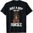 thumbnail image 1 of Just A Boy Who Loves Horses Equestrian Horseback Riding Kids Unisex T-Shirt, up to size 5XL, 1 of 2