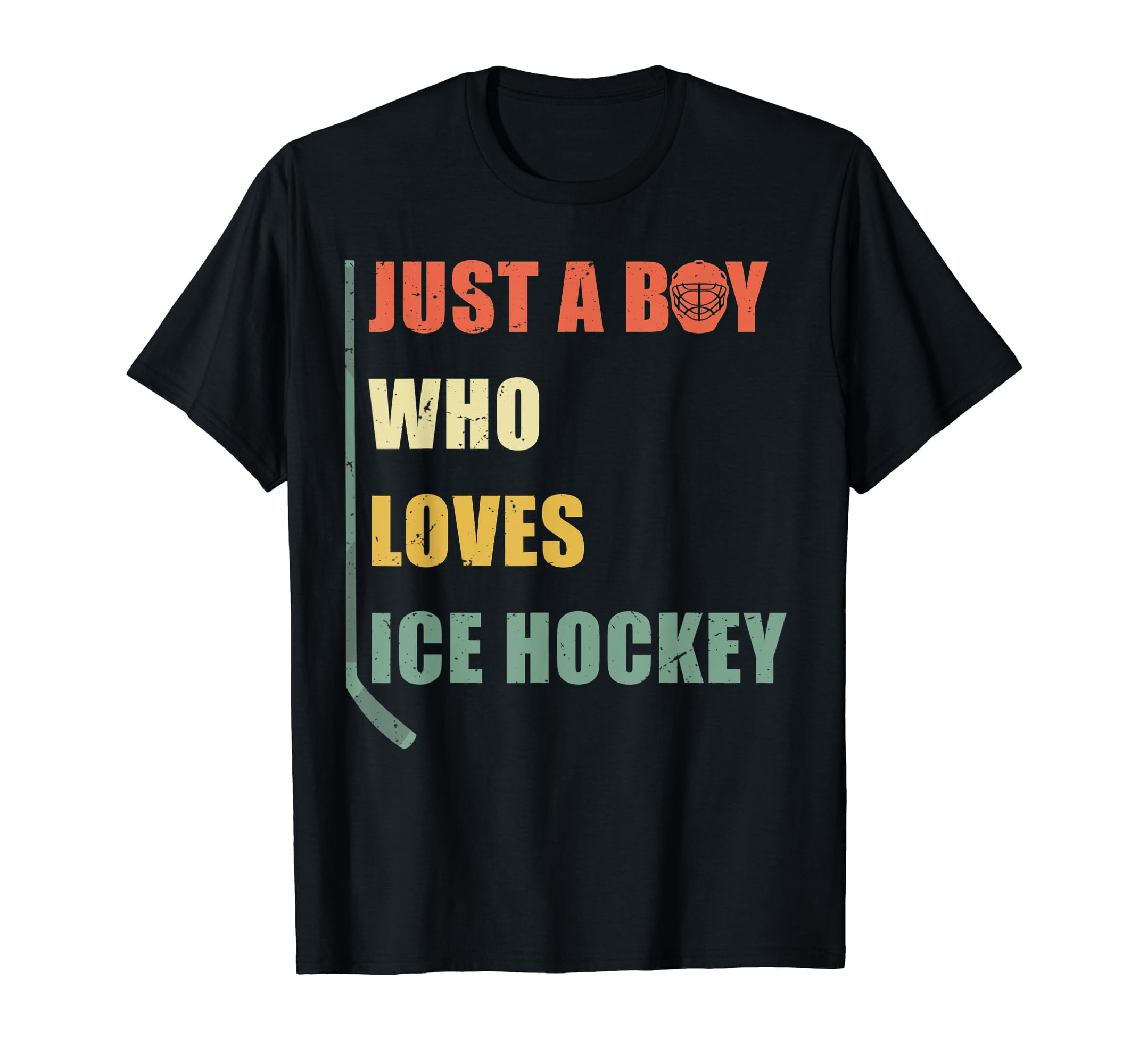 Just A Boy Who Loves Ice Hockey Funny Retro Hockey TShirt