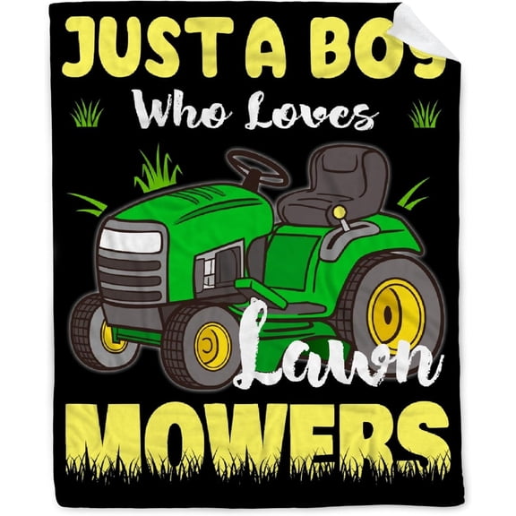 Just A Boy Who Loves Lawn Mowers Blanket Soft Lightweight Throw Warm Cozy Plush Blankets for Couch Bed Sofa Practical Gift S 40×50 in for Kids/Child