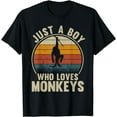 thumbnail image 1 of Just A Boy Who Loves Monkeys Vintage Animal Monkey Lover T-Shirt, 1 of 3