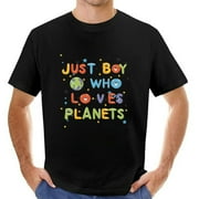 Just A Boy Who Loves Planets Solar System Astrology Space Mens T Shirt Black Small