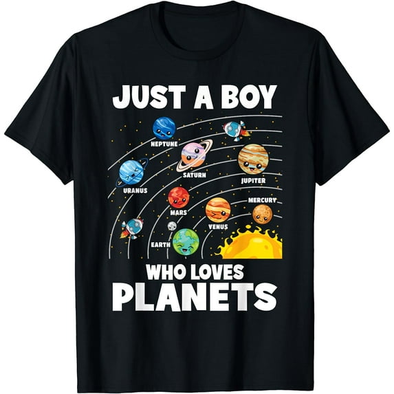 Just A Boy Who Loves Planets Solar System Astrology Space T-Shirt