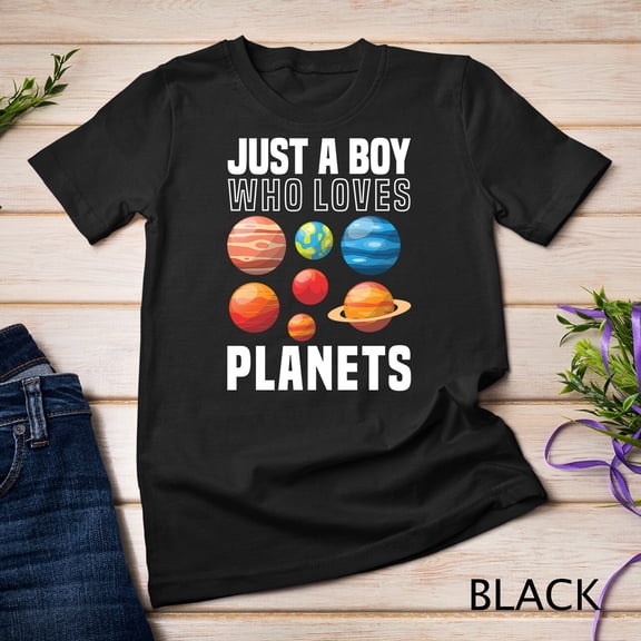 Just A Boy Who Loves Planets Space Solar System Science T-Shirt