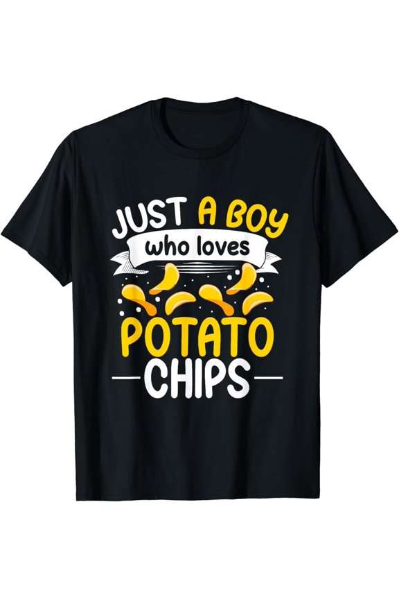 Just A Boy Who Loves Potato Chips Men Funny Snack Food T-Shirt