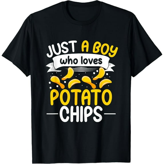Just A Boy Who Loves Potato Chips Men Funny Snack Food T-Shirt