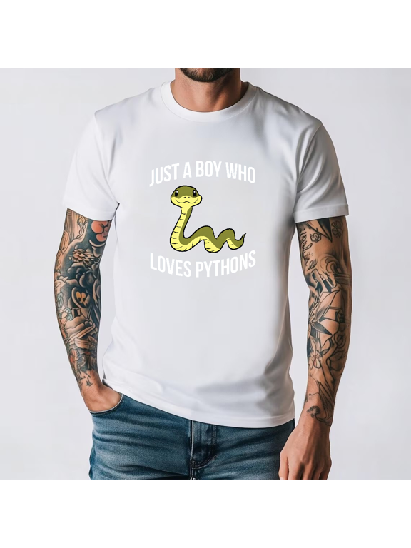 Just A Boy Who Loves Python Snakes Snake Pet Owner Top Unisex T-Shirt, S-3XL