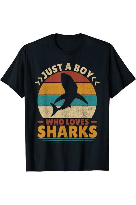 Just A Boy Who Loves Shark Lover Shark Stuff Funny Men Shark T-Shirt
