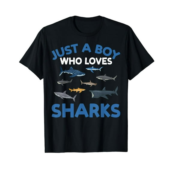 Just A Boy Who Loves Sharks Funny Shark Lover T-Shirt