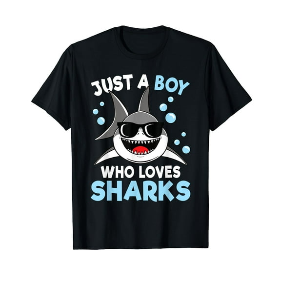 Just A Boy Who Loves Sharks Sea Animal Shark Lover Kids T-Shirt
