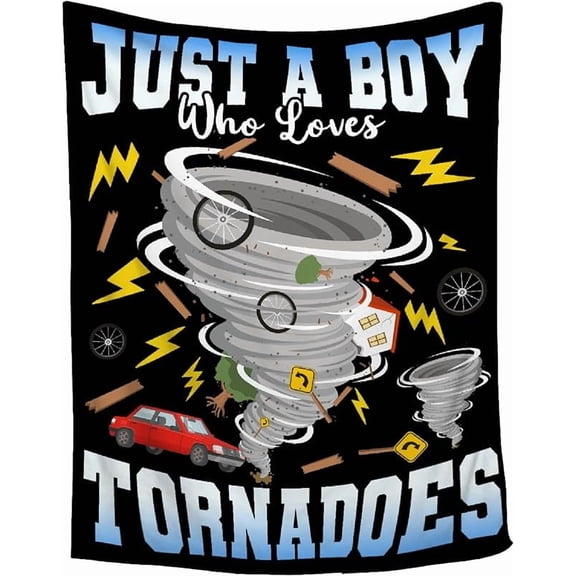Just A Boy Who Loves Tornadoes Blanket Gifts for Tornadoes Lovers Boys Men Warm Soft Throw Cozy Blankets for Bed Couch Gift for Birthday Graduation