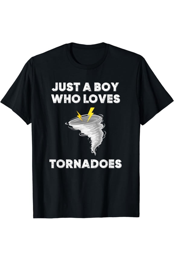 Just A Boy Who Loves Tornadoes Funny Hurricane Tornado Tee T-Shirt