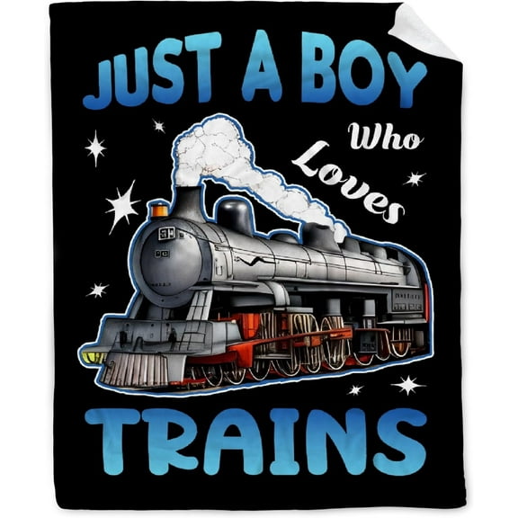 Just A Boy Who Loves Trains Blanket Soft Lightweight Throw Warm Cozy Plush Blankets for Couch Bed Sofa Practical Gift XS 30×40 in for Leg/Pet