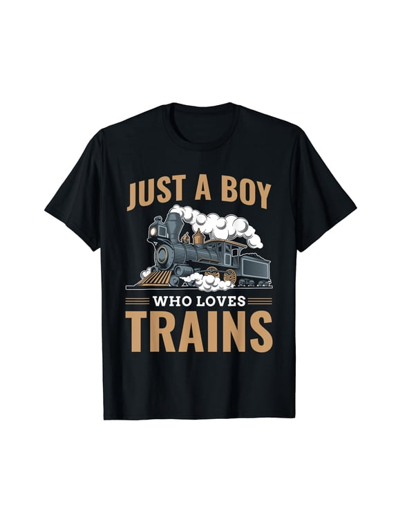 Just A Boy Who Loves Trains Model Railroad Train Locomotive T-Shirt