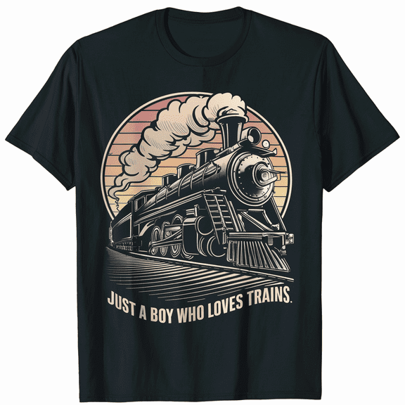 Just A Boy Who Loves Trains Train Lover Gift T-Shirt