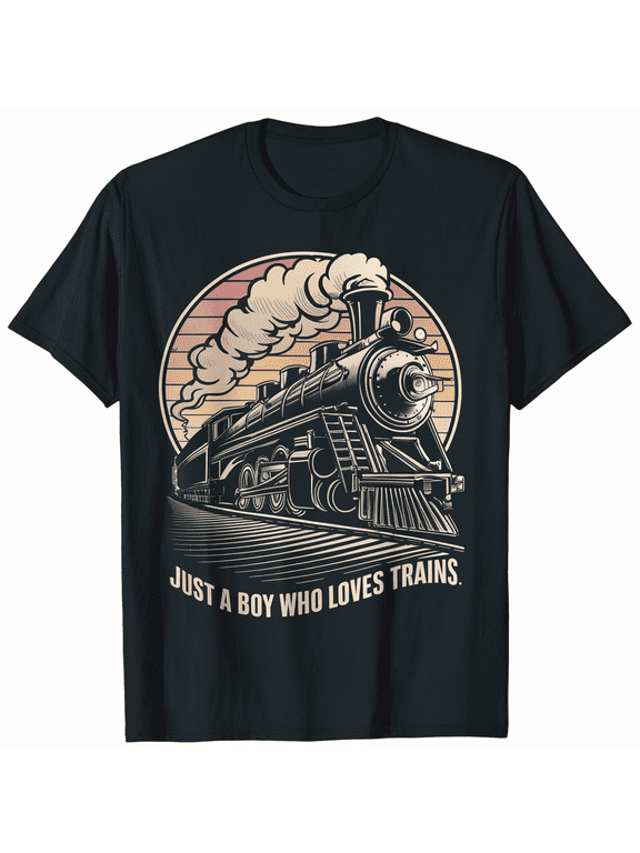Just A Boy Who Loves Trains Train Lover Gift T-Shirt
