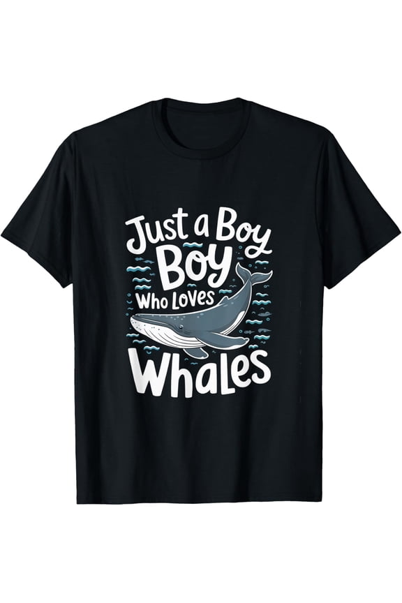 Just A Boy Who Loves Whales Gray Whale Design T-Shirt