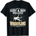 thumbnail image 1 of Just A Boy Who Loves Wrestling Funny Wrestle Lover Wrestler Funny Creative Graphic T-Shirt, 1 of 3