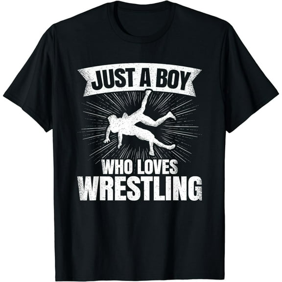 Just A Boy Who Loves Wrestling Wrestler Boys Kids Funny Creative Graphic T-Shirt
