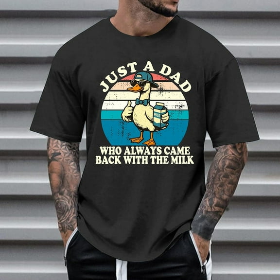 Just A Dad Who Came Back With The Milk Shirt, Retro Duck Dad Tee, Funny Father’s Day Shirt, Gift for Dad, Father’s Day Gift
