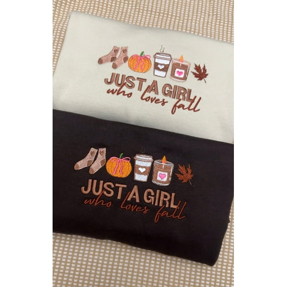 Just A Gir Who Loves Fall Embroidered Sweatshirt