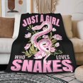 thumbnail image 1 of Just A Girl Loves Snakes Blanket Lightweight Cozy Flannel Fleece Throw Blanket Best Gift Home Decor for Bed Couch Outdoor Camping 50"x40" S for Kids, 1 of 6