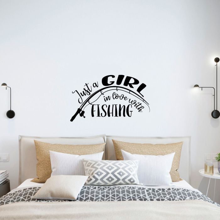 Just A Girl Quote Fishing Fish Fisher Fishers Fisherman Quotes Vinyl Design  Wall Sticker Wall Art Wall Decal Boy Girl Kid Room Pool Area Bedroom Home