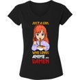 thumbnail image 1 of Just A Girl Who Loves Anime And Ramen V-neck T-Shirt for Women - S M L XL 2XL Graphic Tee - Funny Anime Clothes Gift Womens, 1 of 2