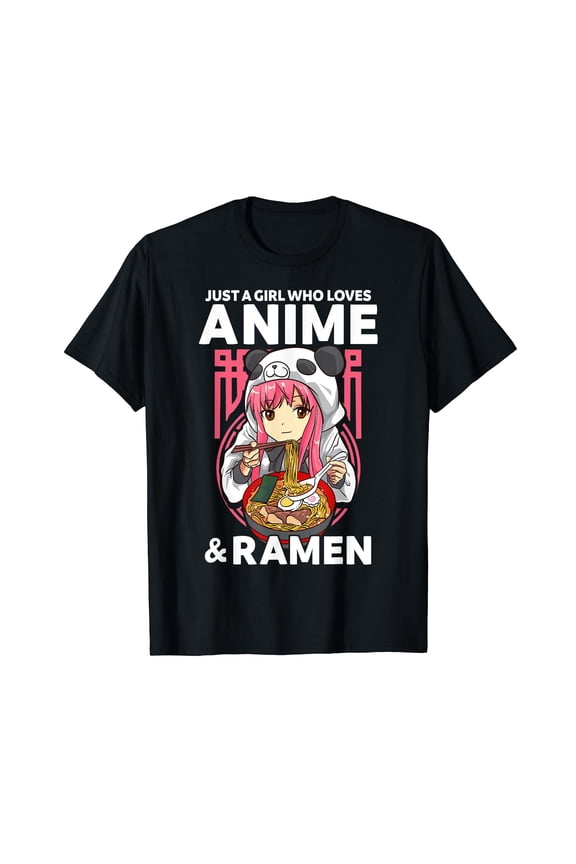 Just A Girl Who Loves Anime and Ramen Bowl Panda Teen Girl T-Shirt