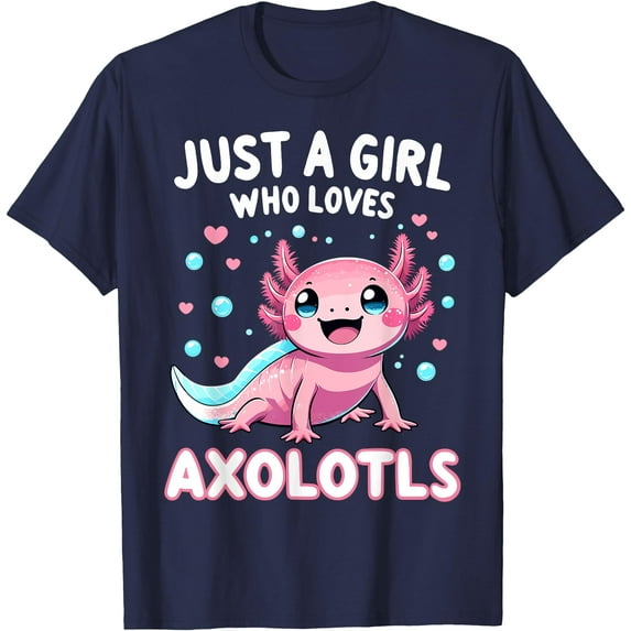 Just A Girl Who Loves Axolotls Kawaii Softstyle Unisex T-Shirt for Men Women Kids Toddler,Navy Color,Size 3T