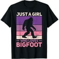 thumbnail image 1 of Just A Girl Who Loves Bigfoot Womens Big Foot Kids Sasquatch T-Shirt men and women can wear, black, white, gifts, 1 of 4
