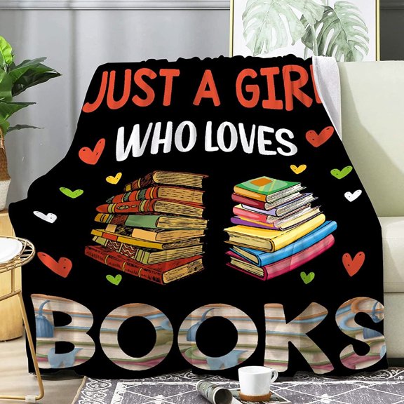Just A Girl Who Loves Books Blanket,Flannel Throw Blanket Ultra Soft Micro Lightweight Flannel Blanket Bed Couch Living Room All-Season 30"x40"